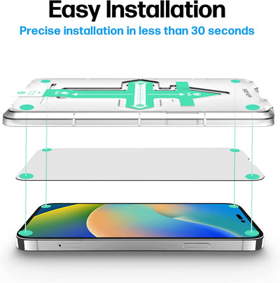 Schutzglas iPhone 14 Pro Schutzfolie - Glas Displayschutz mit Schablone, Displayschutzfolie, Glas Folie mit Anbringhilfe [2 Stück] Preview #3