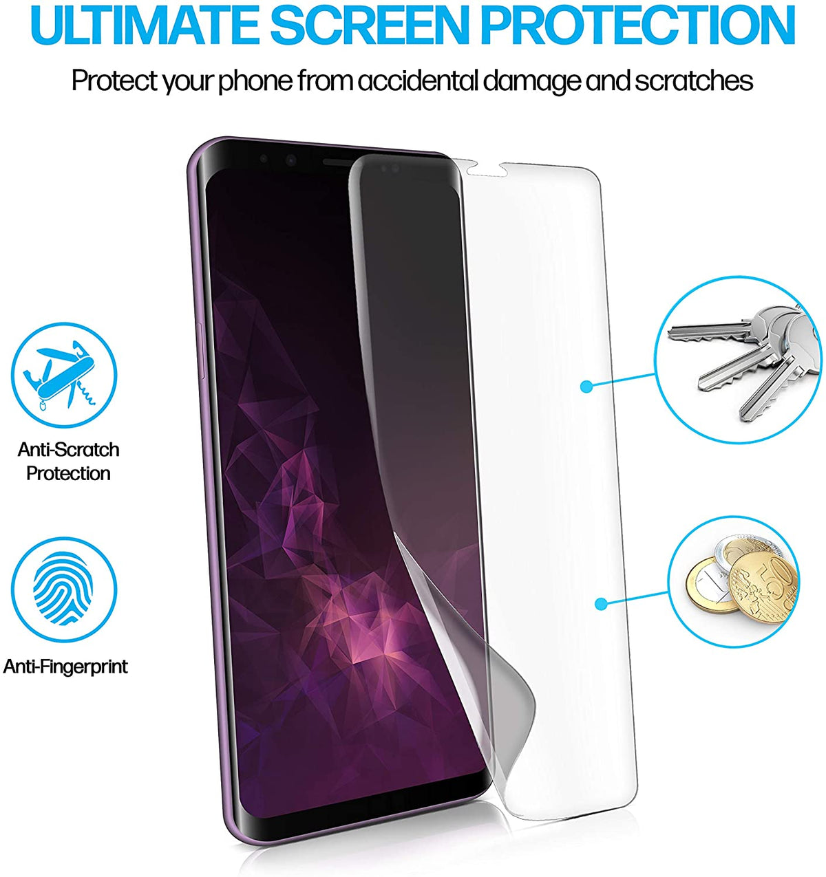 Power Theory Schutzfolie für Samsung Galaxy S9 [2 Stück] - 3D Nano-Tech Cover