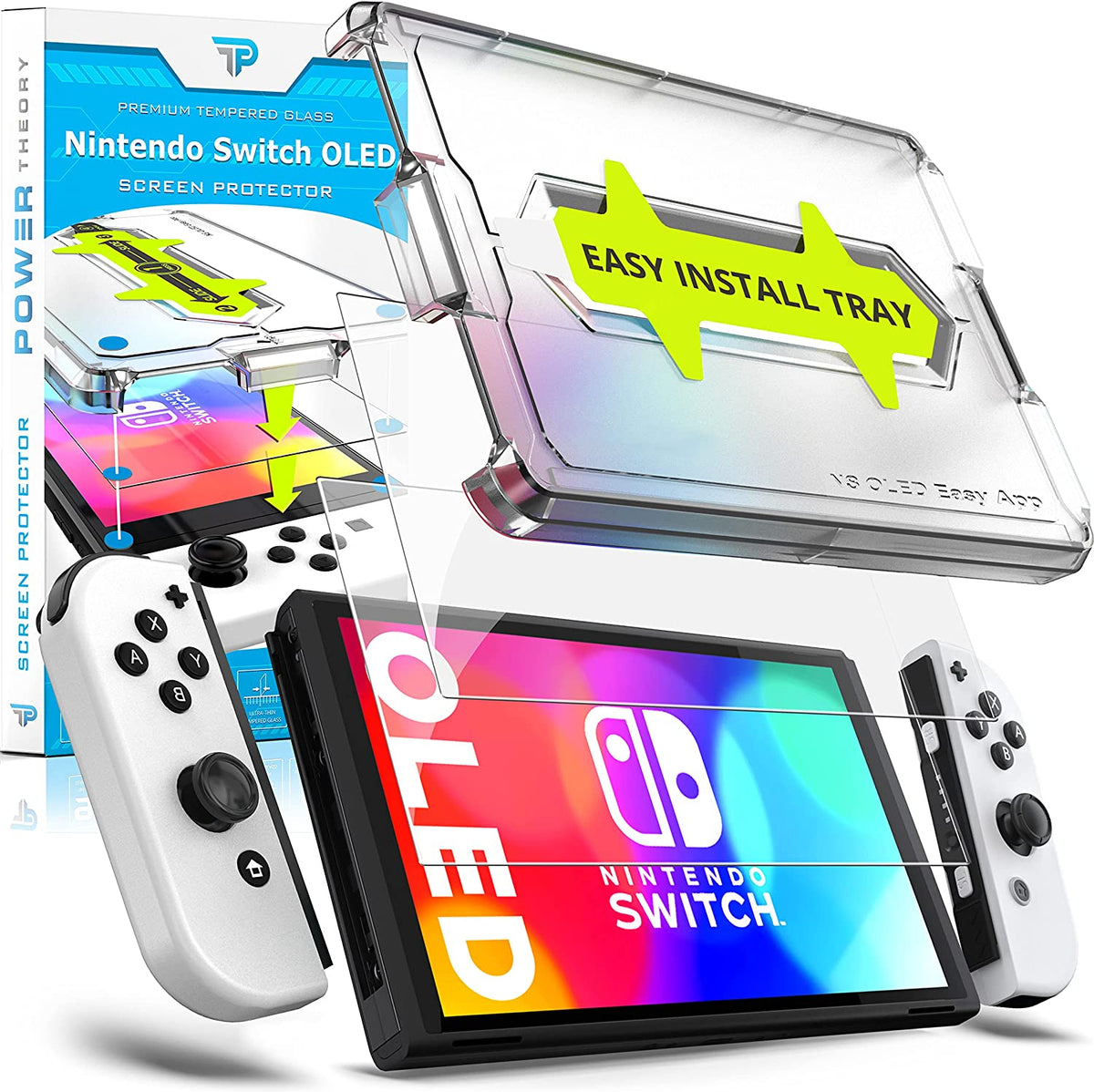 Power Theory Schutzfolie kompatibel mit Nintendo Switch OLED 7 Zoll 2021 [2-Stück] Cover