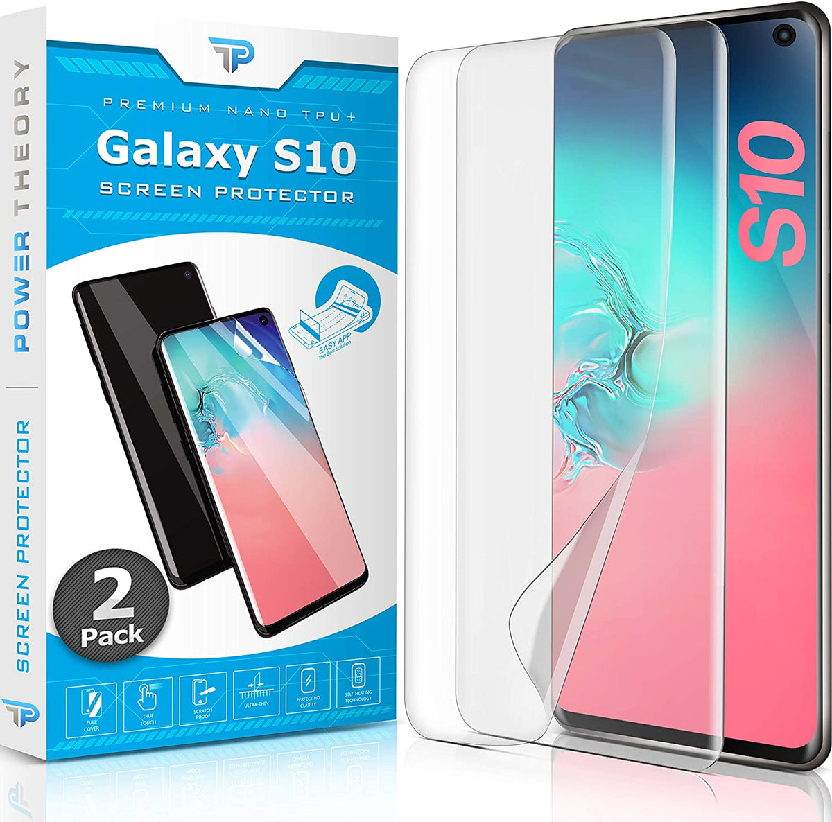 Power Theory Schutzfolie für Samsung Galaxy S10 [2 Stück] - 3D Nano Technologie Cover
