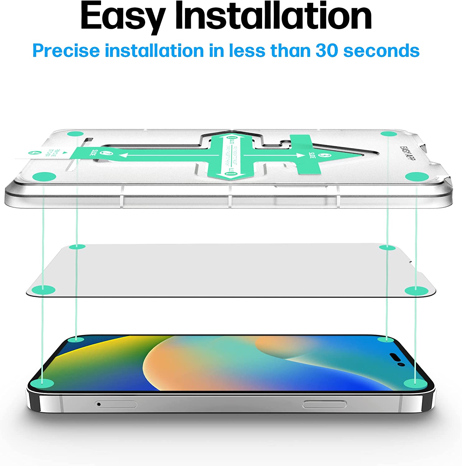 Schutzglas iPhone 14 Pro Max Schutzfolie - Glas Displayschutz mit Schablone, Displayschutzfolie, Glas Folie mit Anbringhilfe [2 Stück]