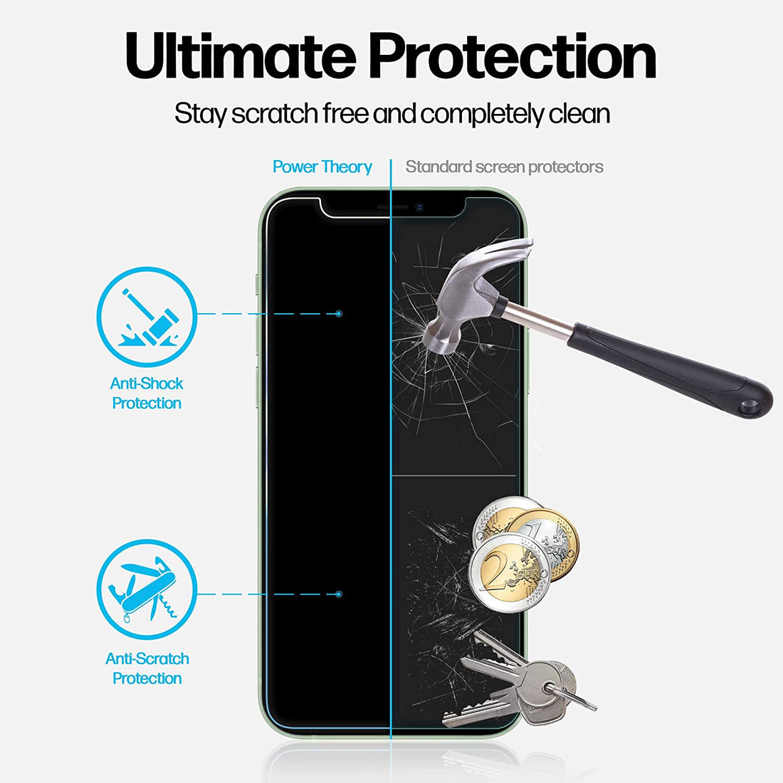 Power Theory Schutzfolie kompatibel mit iPhone 12 Mini [2 Stück] - mit Schablone, Folie, Displayschutzfolie, Schutzglas Preview #3