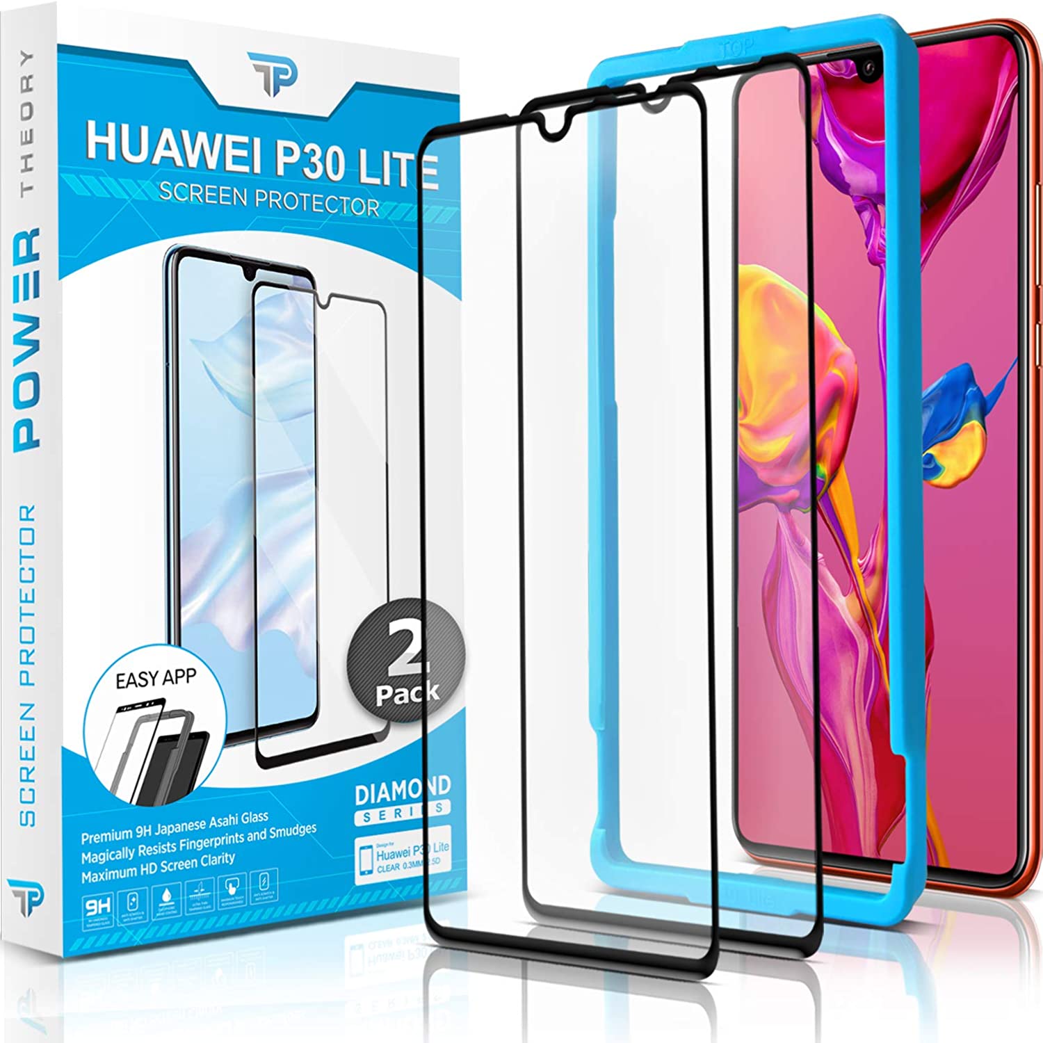 Power Theory Schutzfolie für Huawei P30 Lite (2 Stück) - 3D Schutzfolie mit Schablone