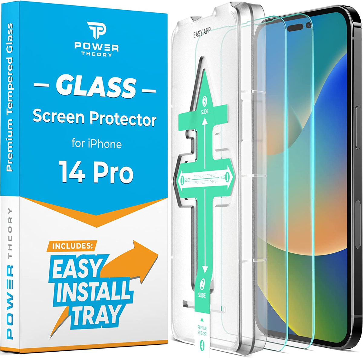 Schutzglas iPhone 14 Pro Schutzfolie - Glas Displayschutz mit Schablone, Displayschutzfolie, Glas Folie mit Anbringhilfe [2 Stück] Cover