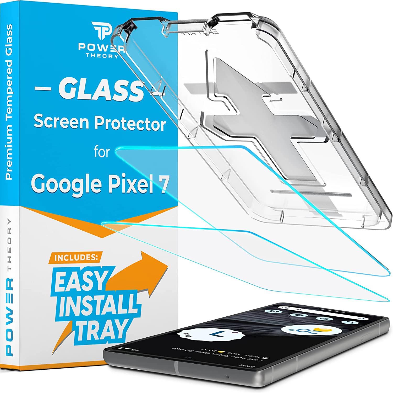 Power Theory Schutzglas für Google Pixel 7 Schutzfolie - Glas Displayschutz mit Schablone, Displayschutzfolie, Glas Folie mit Anbringhilfe [2 Stück]