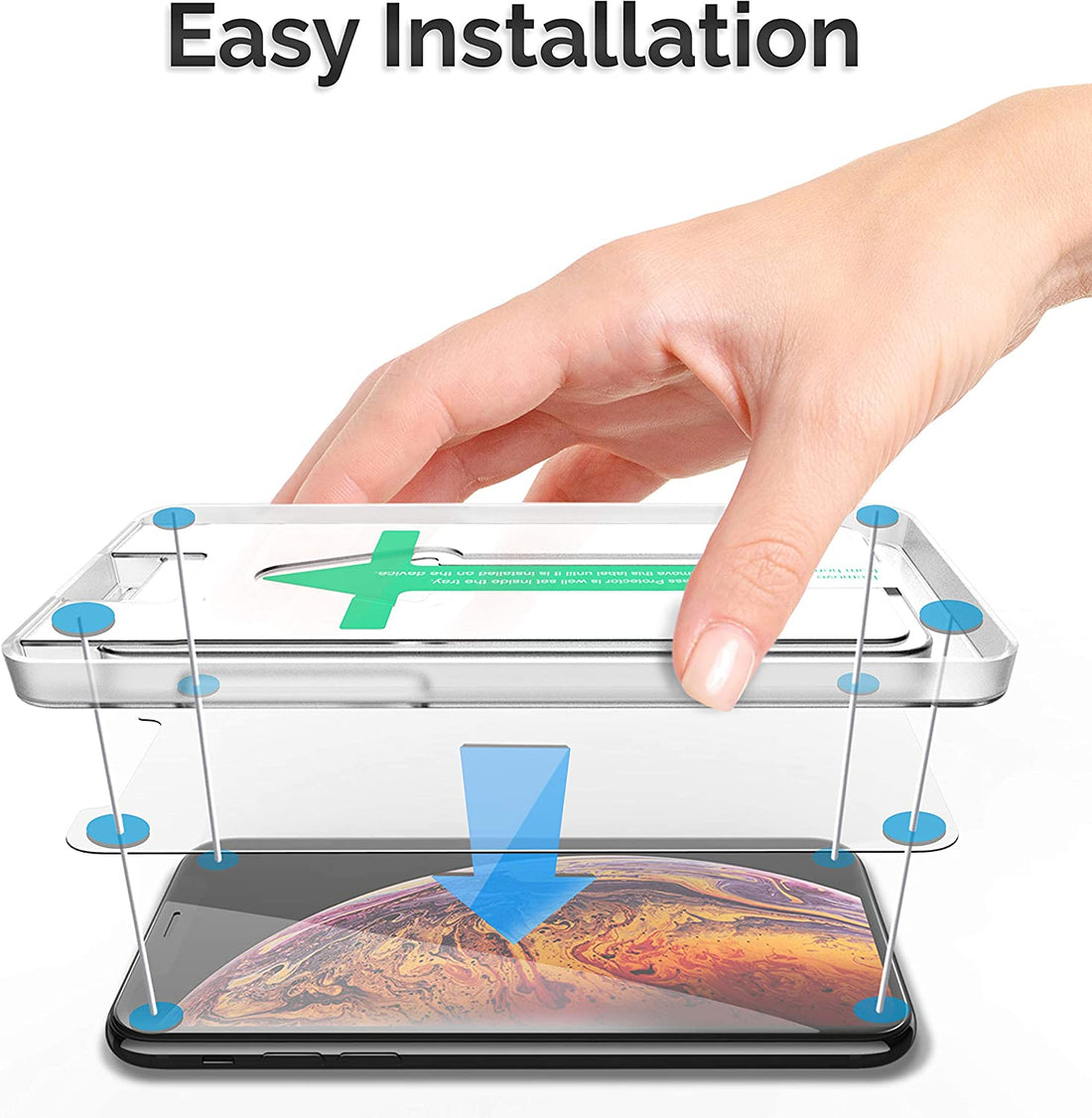 Power Theory Schutzfolie kompatibel mit iPhone XS Max [2 Stück] -  mit Schablone, Glas Folie, Displayschutzfolie, Schutzglas Preview #2