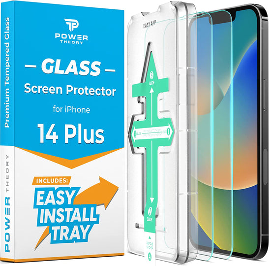 Schutzglas iPhone 14 Plus, iPhone 13 Pro Max Schutzfolie - Glas Displayschutz mit Rahmen, Displayschutzfolie, Glas Folie mit Anbringhilfe [2 Stück]