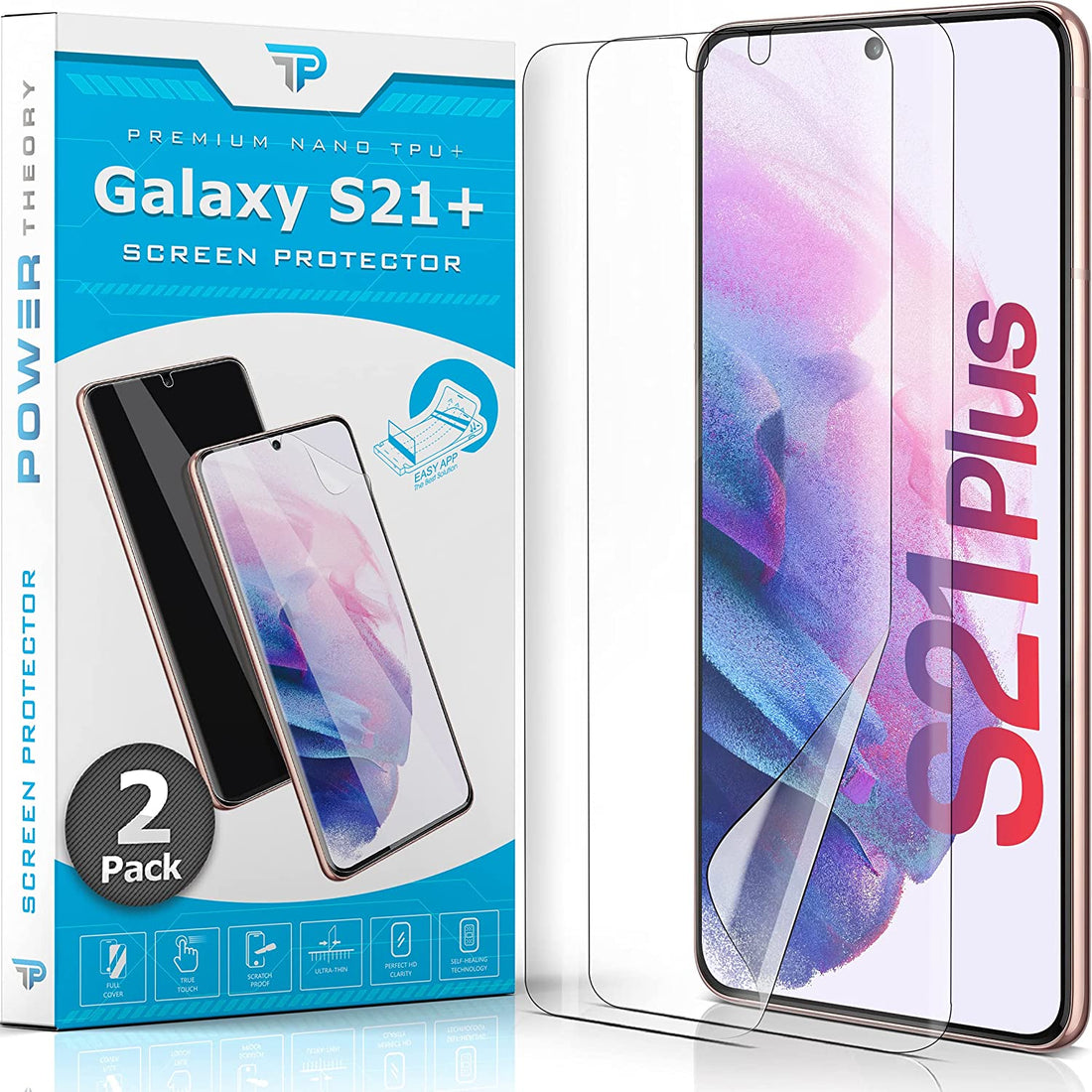 Power Theory Schutzfolie für Samsung Galaxy S21 PLUS 5G [2 Stück] - [KEIN GLAS] Preview #1