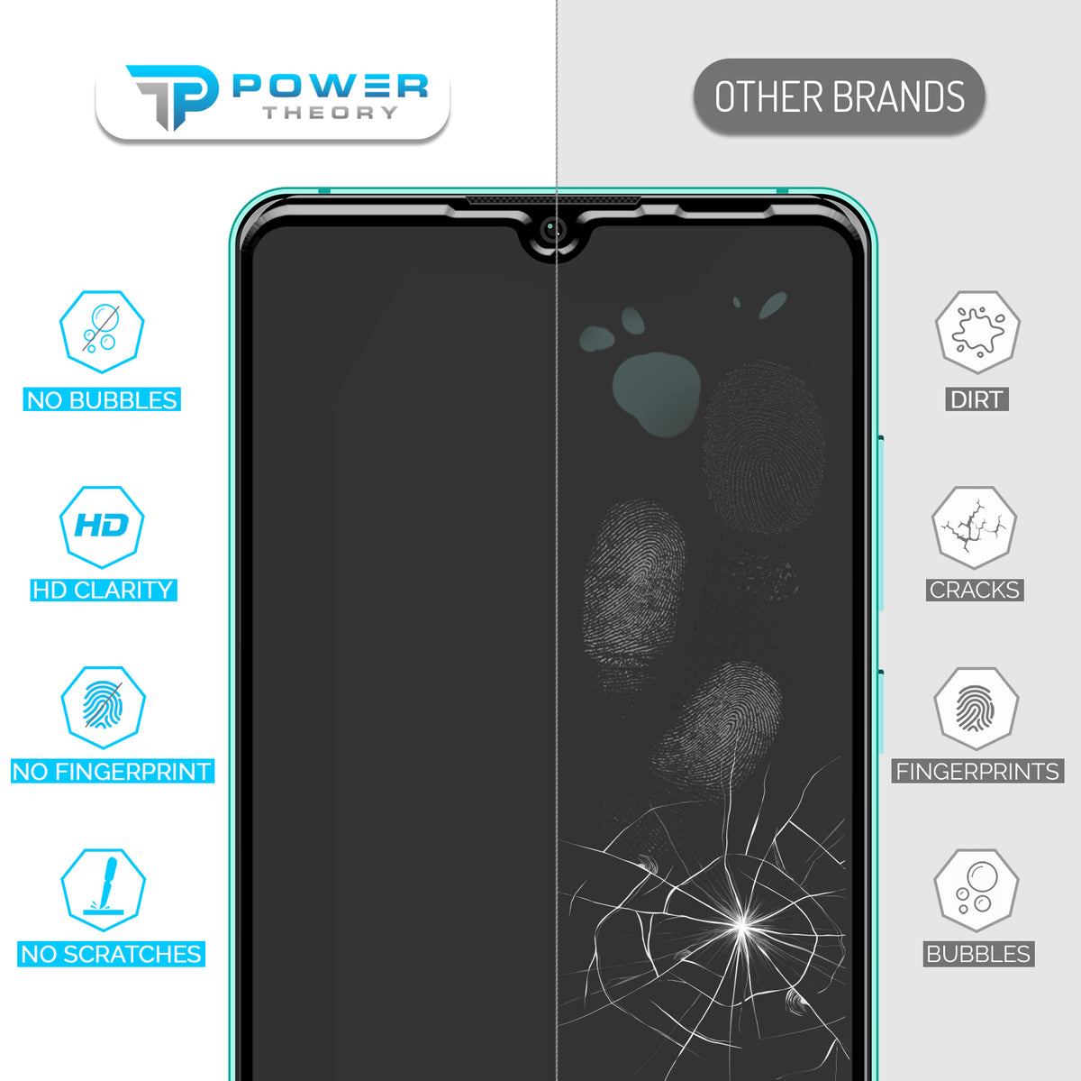 Power Theory Schutzfolie für Huawei P30 Lite (2 Stück) - 3D Schutzfolie mit Schablone Cover