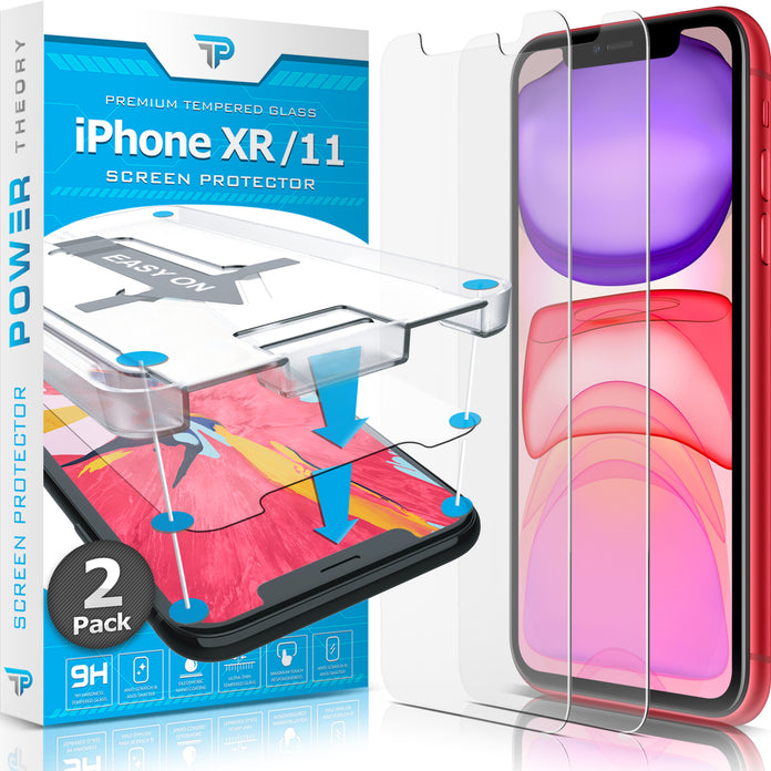 Power Theory Schutzfolie kompatibel mit iPhone 11/iPhone XR [2 Stück] - mit Schablone, Glas Folie, Displayschutzfolie, Schutzglas